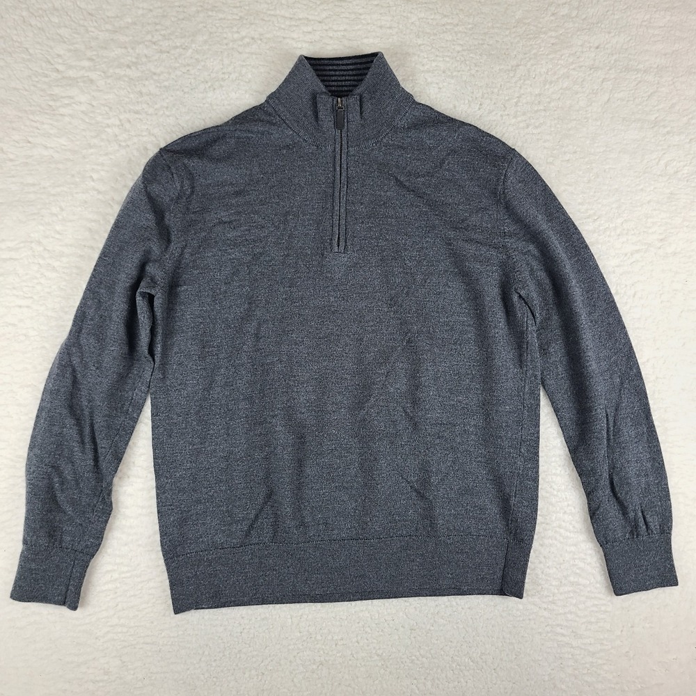 UNTUCKit Sweater‎ Mens Large Dark Gray Extra Fine Merino Wool Sweatshirt